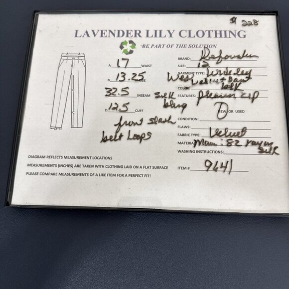 Reformation Women's 12 WES Wide Leg Velvet Pants Pleated Silk Bld NWT Ins. 32.5" - Picture 9 of 16